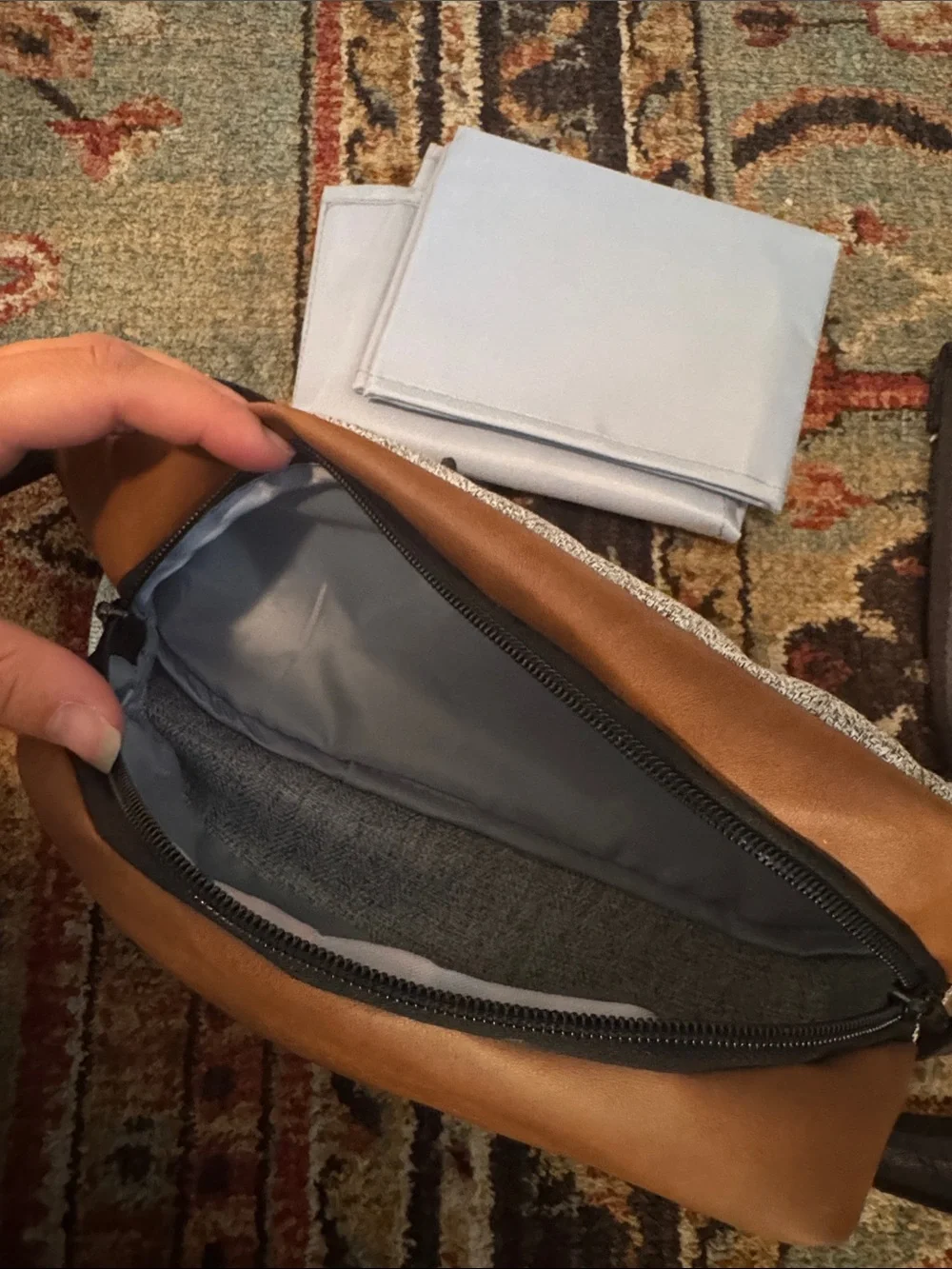 Monbébé Diaper Waist Pack Crossbody Fanny Pack w/ Changing Pad Gray & Brown
